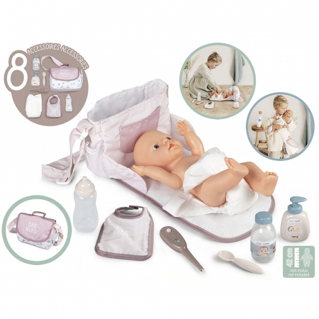 Smoby Baby Nurse pelenkázó táska babáknak, krém színű, kiegészítőkkel [1]
