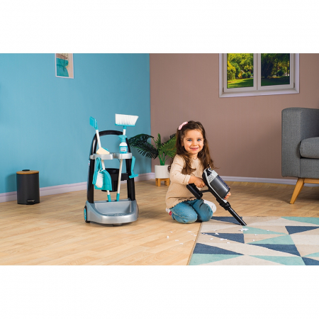Smoby játék takarítószett gurulós bőrönddel és fekete Rowenta elektronikus porszívóval [7]