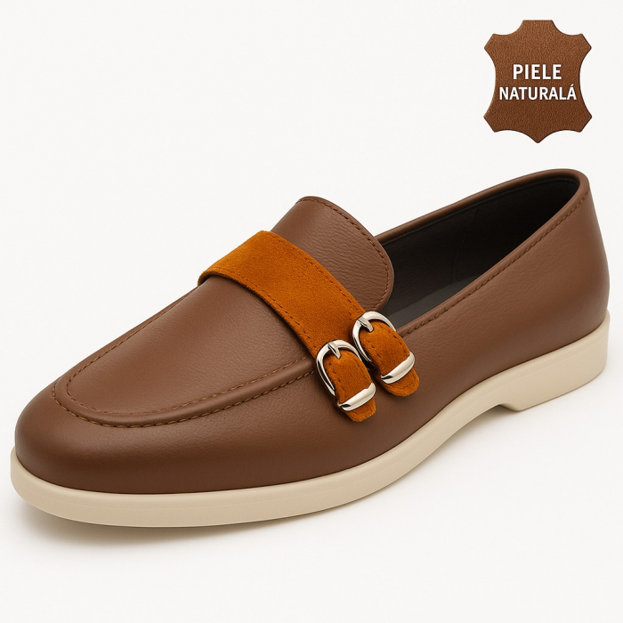 Pantofi din piele naturala Model GB2-Maro [4]