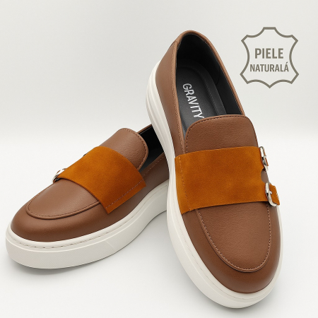 Toate Produsele - Pantofi din piele naturala Maro+Cărămiziu Model U5