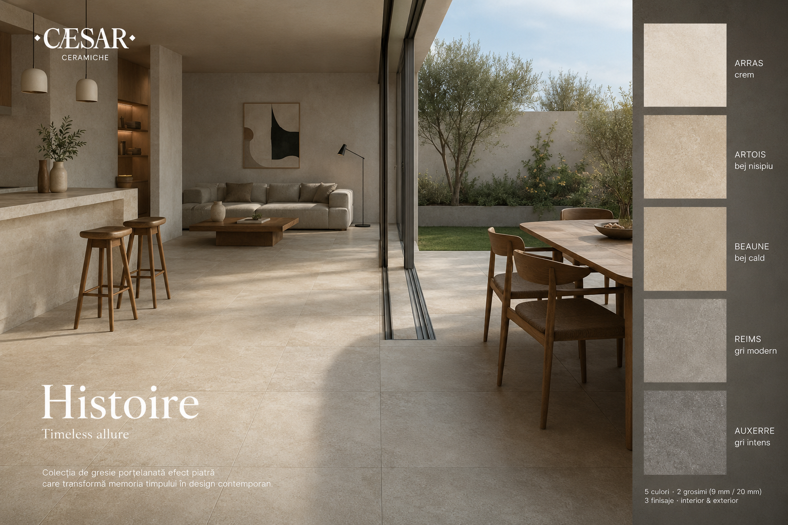 Histoire de la Caesar – colecția de gresie porțelanată efect piatră care transformă memoria timpului în design contemporan