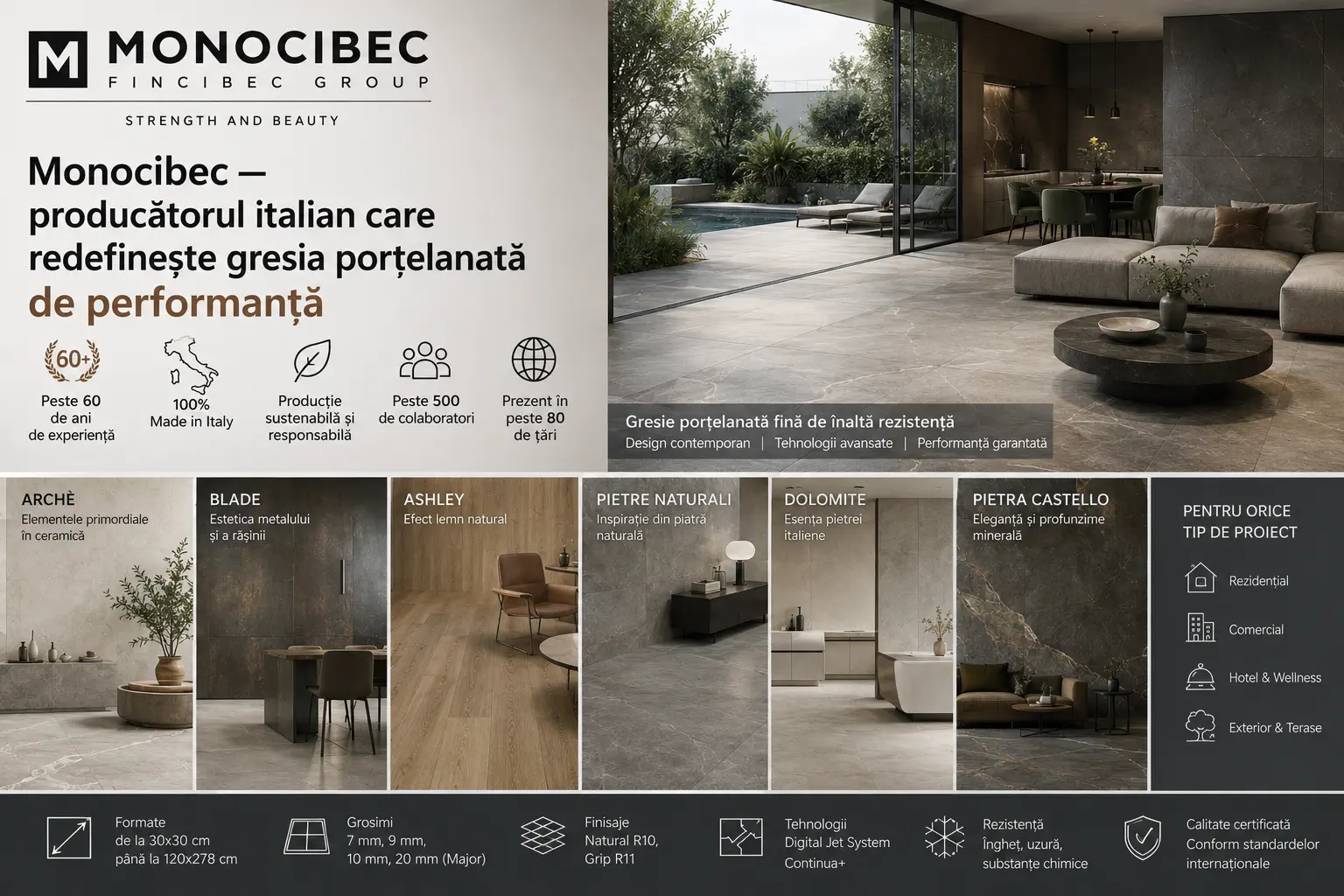 Monocibec — producătorul italian care redefinește gresia porțelanată de performanță