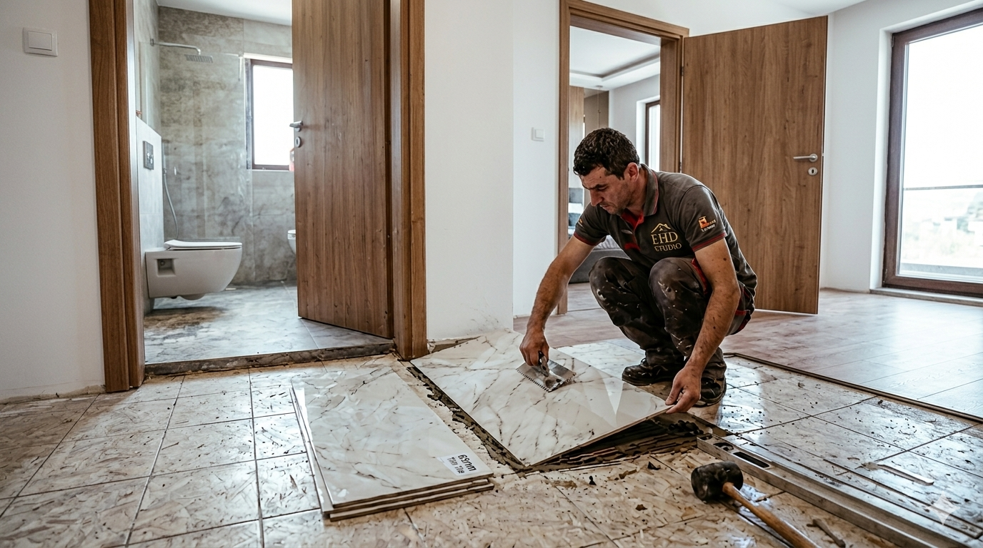 Renovare cu gresie nouă peste gresie veche: când se poate și cum