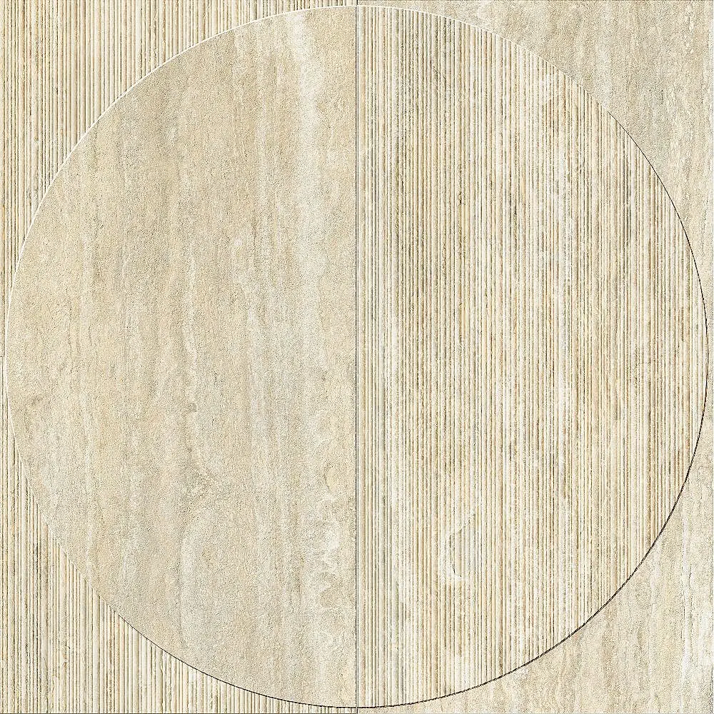 Italgraniti - I Travertini Beige Vein Cut Decoro Radio 3D 120x120 Natural 9 mm
