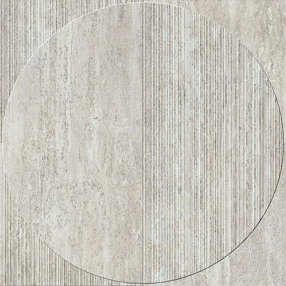 Italgraniti - I Travertini Grigio Vein Cut Decoro Radio 3D 120x120 Natural 9 mm
