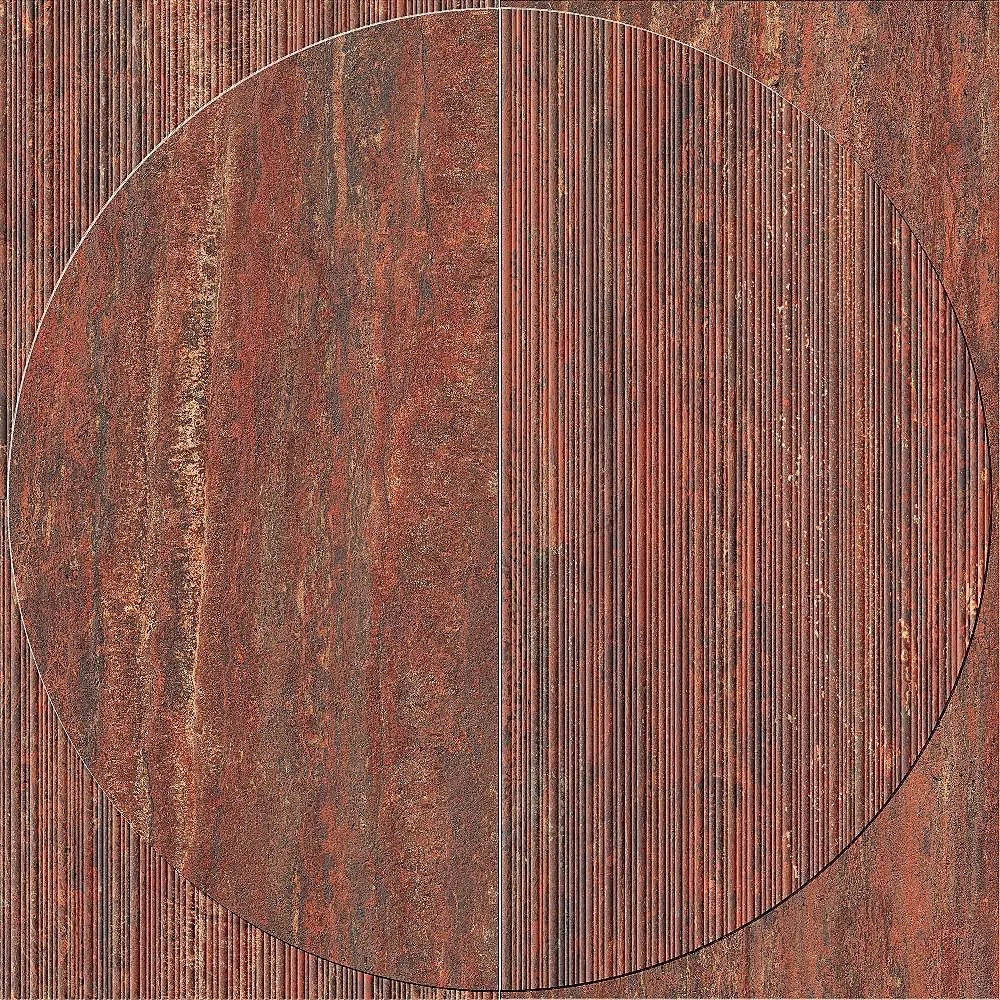 Italgraniti - I Travertini Rosso Vein Cut Decoro Radio 3D 120x120 Natural 9 mm