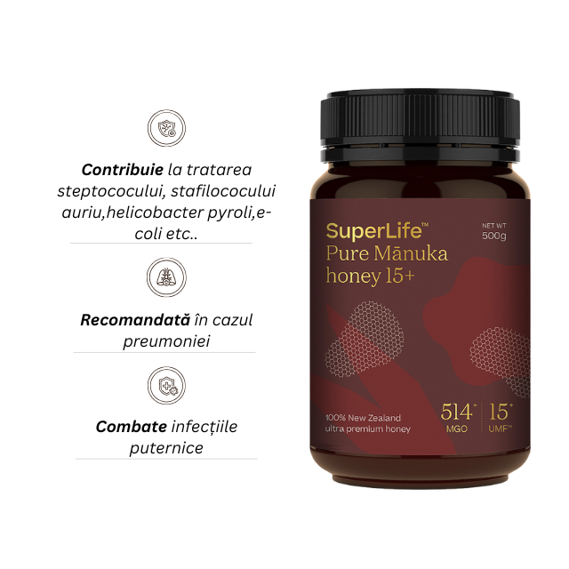 Miere de manuka superlife umf 15+ | mgo 514+ - 500g - Manuka [2]