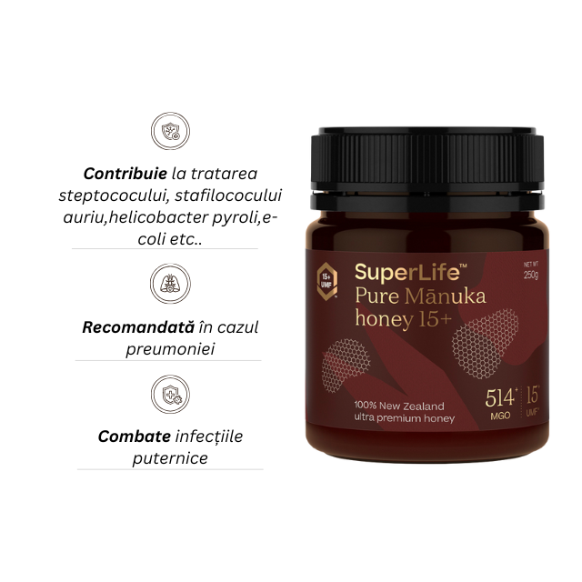 Miere de manuka superlife umf 15+ | mgo 514+ - 250g - Manuka [2]