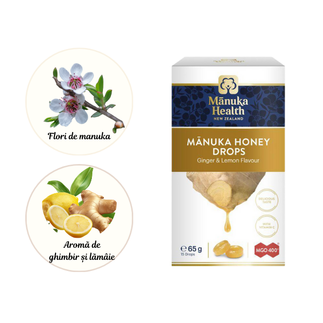 Bomboane cu miere de manuka mgo™ 400+, ghimbir și lămâie - 65g - Manuka [3]