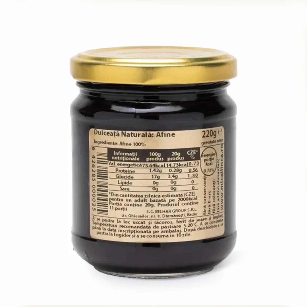 Dulceață naturală de afine de pădure 100% 220g - Mica Ilinca [2]