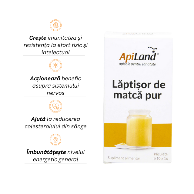 Lăptișor de matcă PUR convențional - 10 x 1g - Apiland [2]