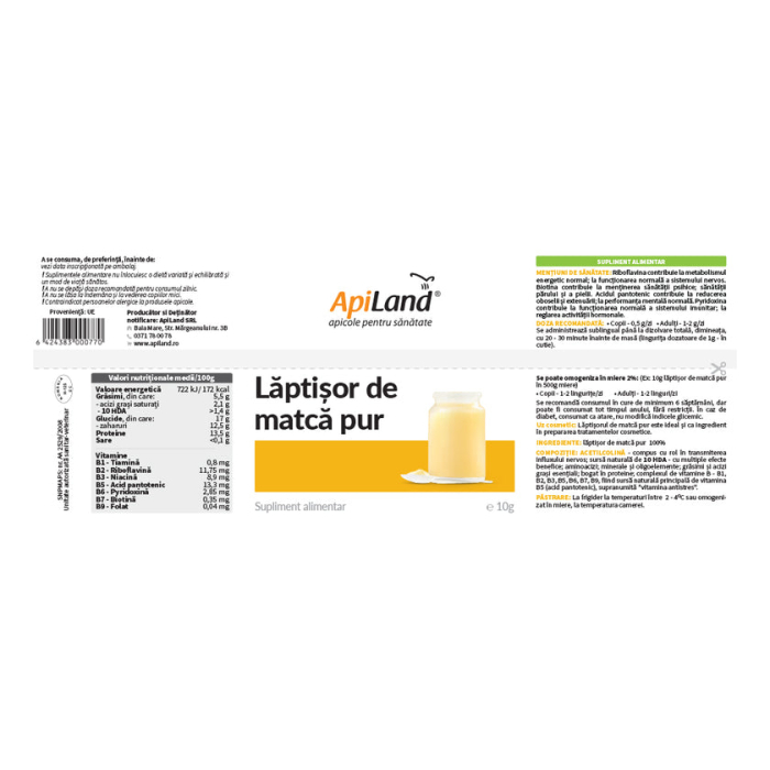 Lăptișor de matcă PUR convențional - 10g - Apiland [5]