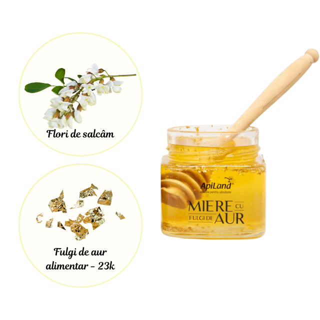Miere cu fulgi de aur - 300g - Apiland [3]