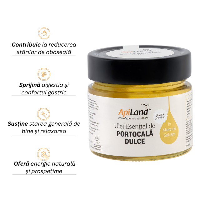 Miere de salcâm cu ulei esențial de portocală dulce - selecție premium, 250 g - Apiland [2]