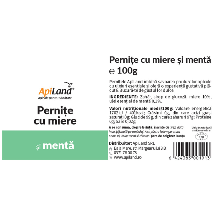 Pernițe cu miere și mentă - 100g - Apiland [4]