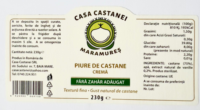 Piure de castane crema fara zahar adaugat 230g [4]