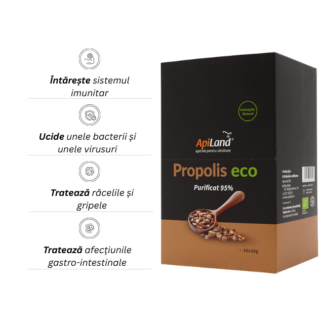 Propolis purificat 95% ECO - 10 plicuri x 10g - Apiland [2]