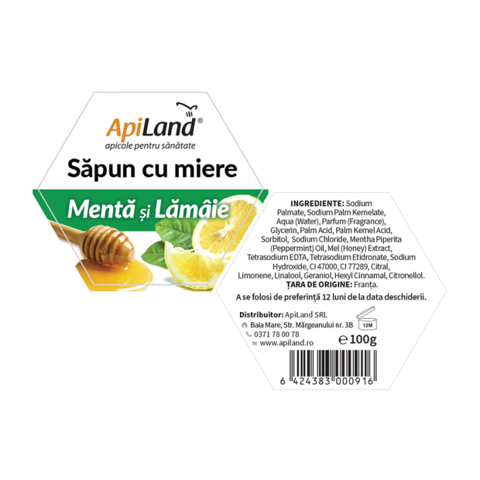Săpun cu miere, mentă și lămâie - 100g - Apiland [2]