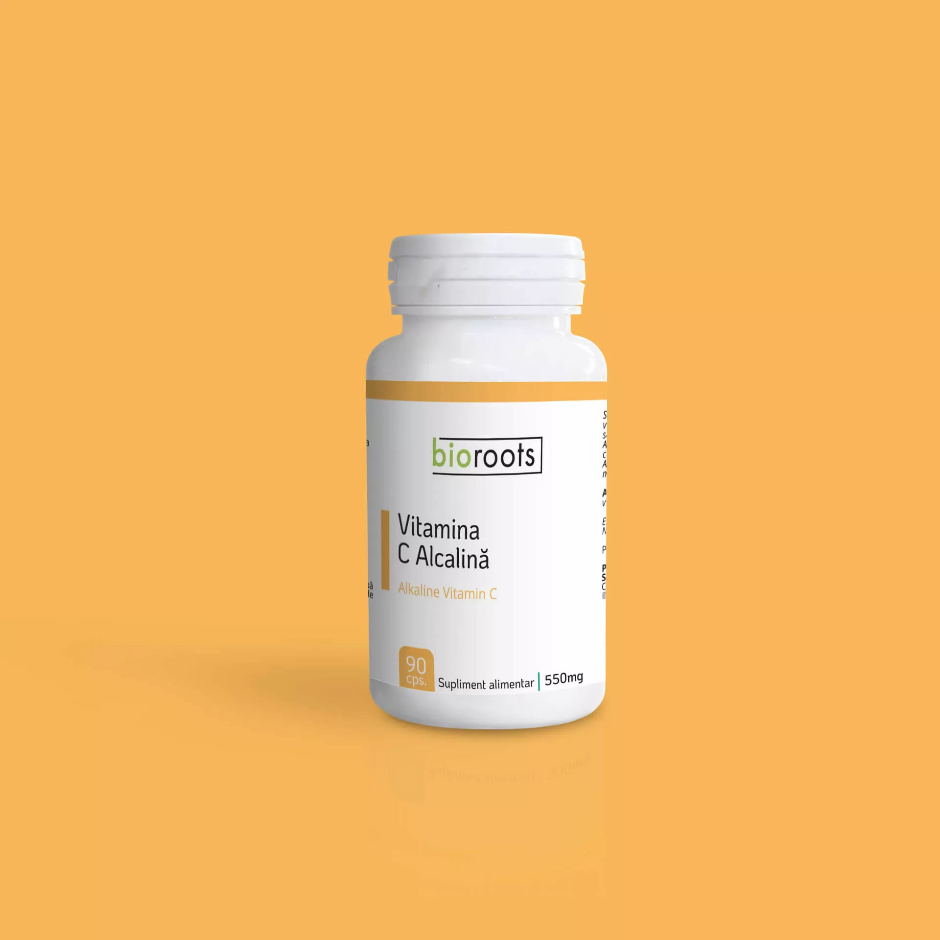 Vitamina C Alcalină 700mg, 90 capsule vegetale (63g) | Bioroots [1]