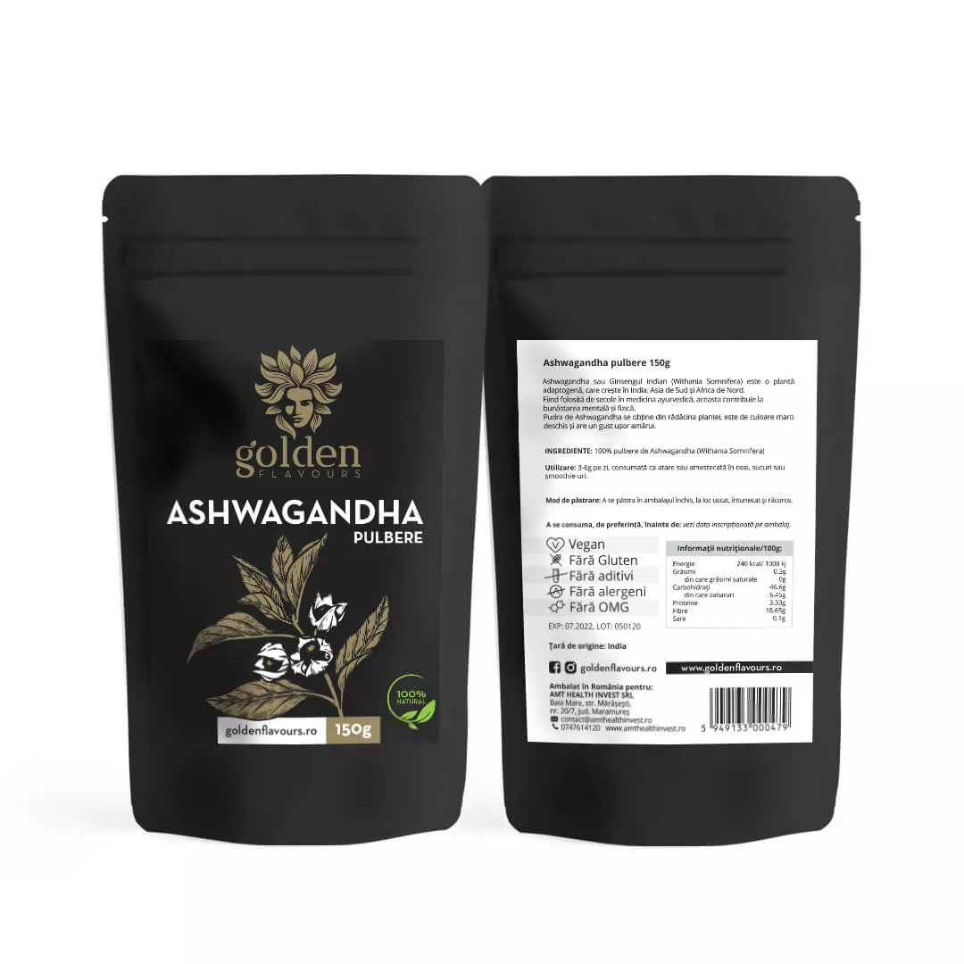 Ashwagandha pulbere 100% naturală, ECO, 150g | Golden Flavours [1]