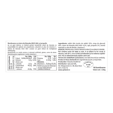 Bomboane cu miere de manuka mgo™ 400+ și propolis - 250g - Manuka [3]