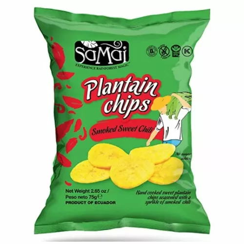 Băcănie - Chipsuri de banane (Plantain) cu gust de "Sweet chili", 75g