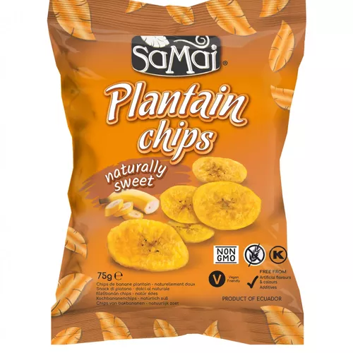 Băcănie - Chipsuri de banane (Plantain) naturale, 75g