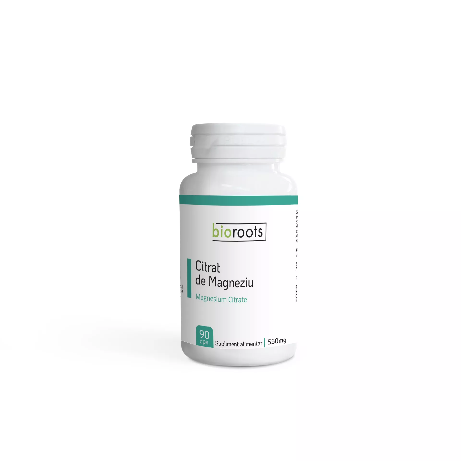 Comprimate și capsule - Citrat de magneziu 550mg, 90 capsule vegetale (49,5g) | Bioroots
