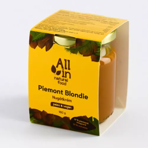 Băcănie - Cremă de nuga vegană, Piemont Blondie, cu migdale și alune de pădure, 180g