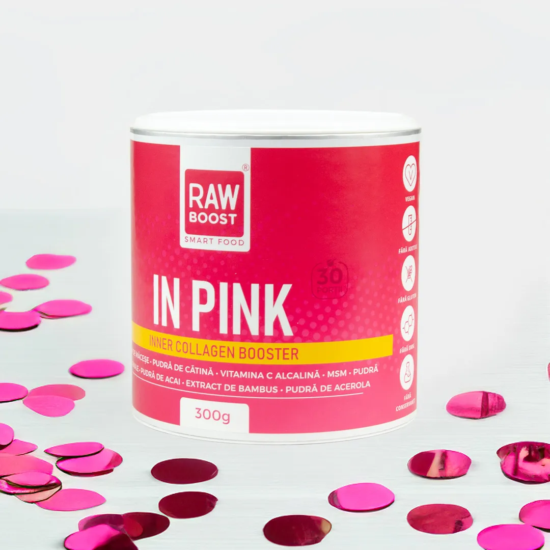 Pudre si Pulberi - In Pink - Inner Collagen Booster - Stimulează Producția Naturală de Colagen, 300g - Rawboost