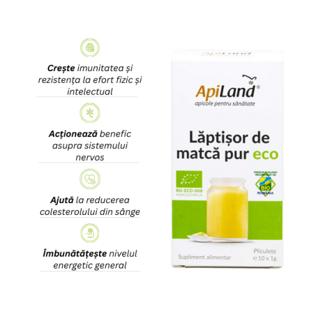 Lăptișor de matcă PUR ECO - 10 x 1g - Apiland [1]