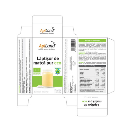 Lăptișor de matcă PUR ECO - 10 x 1g - Apiland [3]