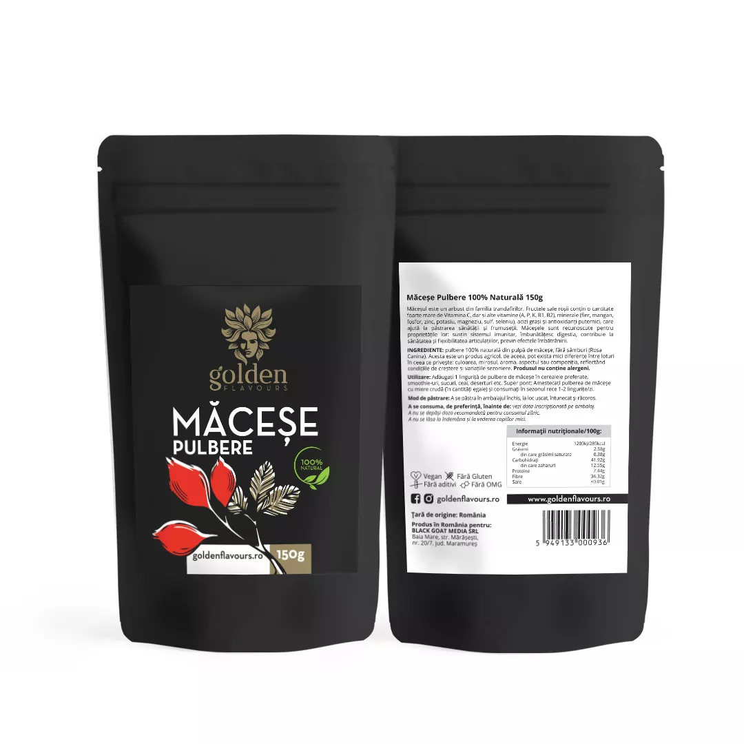 Măceșe pulbere 100% naturală, 150g | Golden Flavours [1]