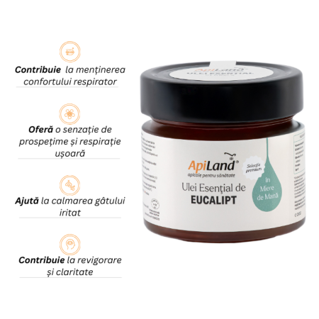 Miere de mană cu ulei esențial de eucalipt - selecție premium, 250 g - Apiland [1]