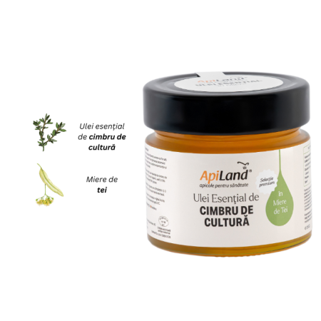 Miere de tei cu ulei esențial de cimbru de cultură - selecție premium, 250 g - Apiland [2]