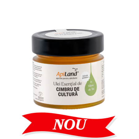 Miere - Miere de tei cu ulei esențial de cimbru de cultură - selecție premium, 250 g - Apiland