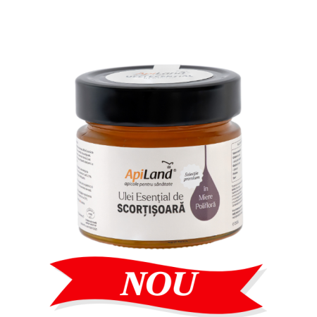 Miere - Miere polifloră cu ulei esențial de scorțișoară - selecție premium, 250 g - Apiland