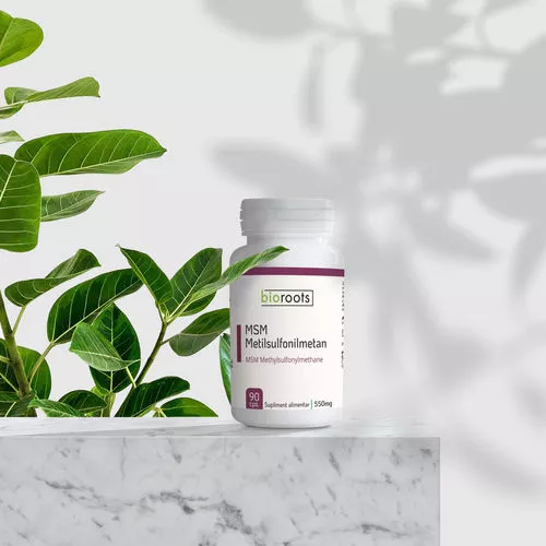 Sănătate - MSM Metilsulfonilmetan 550mg, 90 capsule vegetale (49,5g) | Bioroots