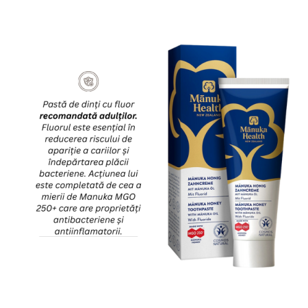 Pastă de dinți cu fluor, miere de manuka mgo 250+ și ulei de manuka pentru adulți - 75 ml - Manuka [1]