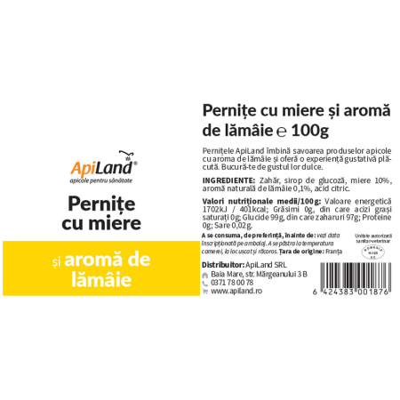 Pernițe cu miere și aromă de lămâie - 100g - Apiland [3]