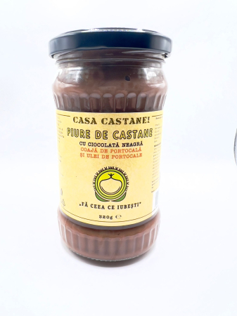 Produse tradiționale - Piure de castane cu ciocolata neagra, coaja de portocala si ulei de portocale 320g