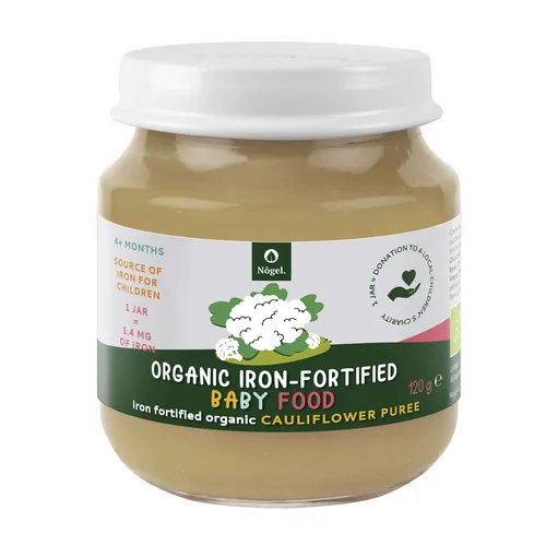 Vegan friendly - Piure de Conopidă Bio cu Adaos de Fier Organic, 4+ Luni, 120 g
