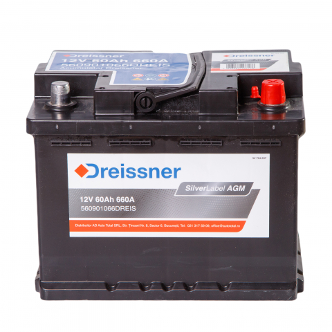 Acumulatori autoturisme - ACUMULATOR DREISSNER SILVERLABEL AGM 12V 60AH 660A 242X175X190 +DR