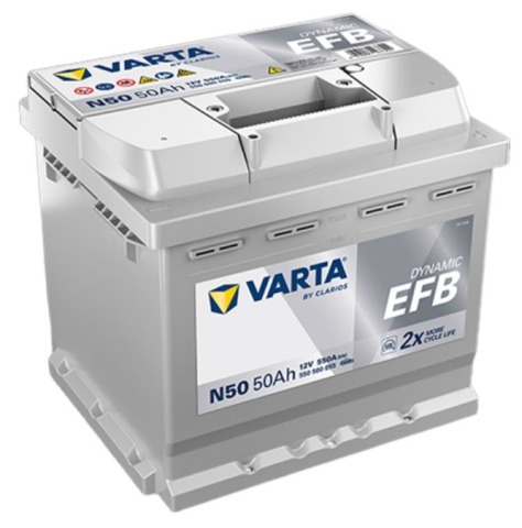Acumulatori - BATERIE VARTA AUTOMOTIVE EFB 12V 50AH 550A N50 207X175X190 + DR