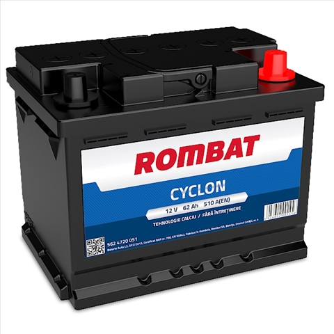 Acumulatori autoturisme - CUMULATOR ROMBAT CYCLON 62AH 510A 242X175X190 +DR