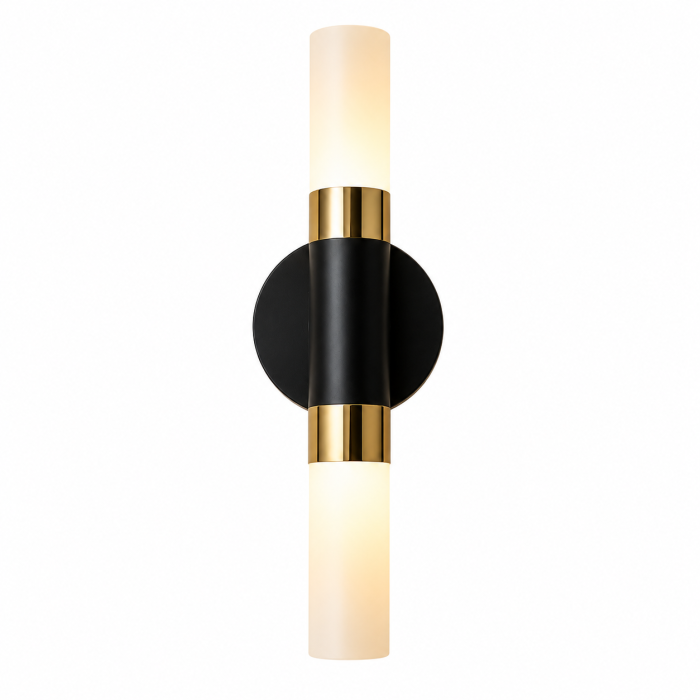 Aplica LED 2355-2, 2 surse de lumină, suport metal negru/auriu și sticlă, design modern și elegant [2]