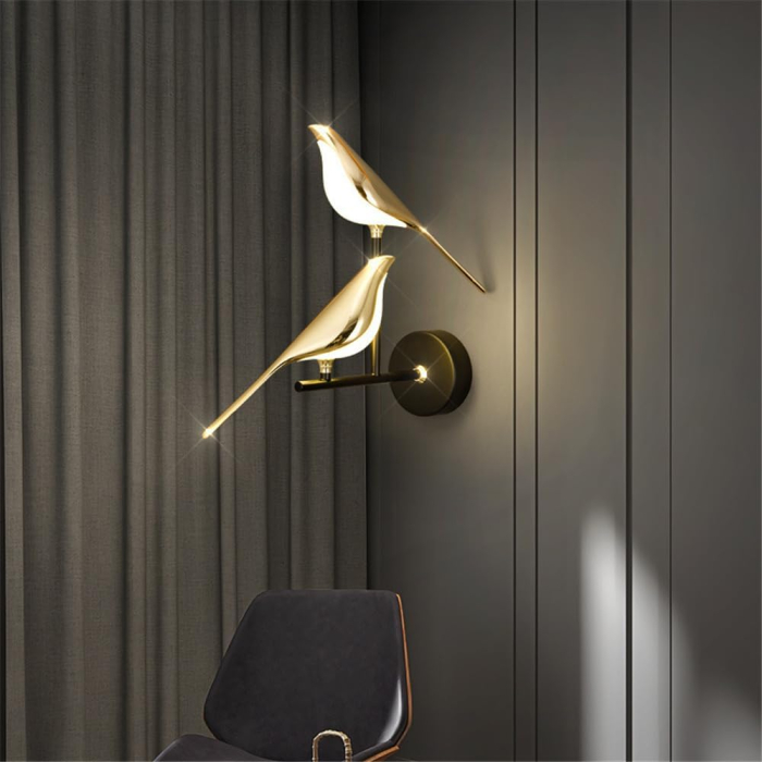 Aplica LED 3002/2W Auriu Roze Design Două Păsări Metal și Acril 27x32 cm [2]