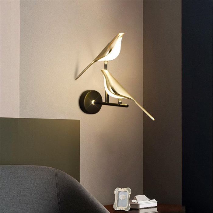 Aplica LED 3002/2W Auriu Roze Design Două Păsări Metal și Acril 27x32 cm [3]