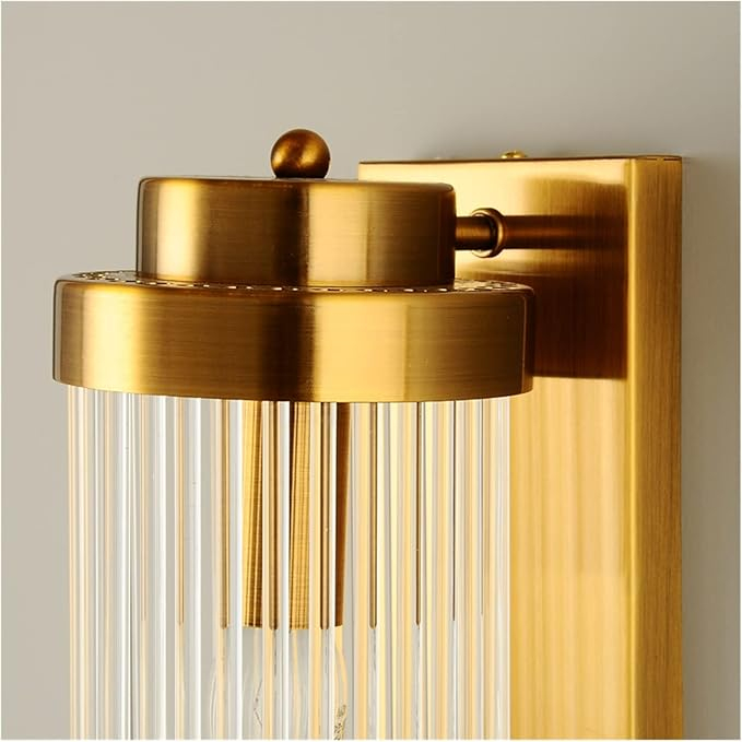 Aplica perete 6010 metal auriu cu acril transparent, design conic răsucit, 2 socluri E14, dimensiuni 60 cm și 44 cm [3]