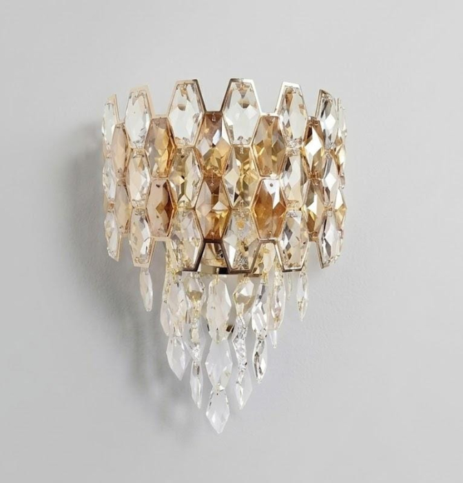 Aplică perete 8805 cu cristale K9 amber și transparente finisaj auriu și crom [3]